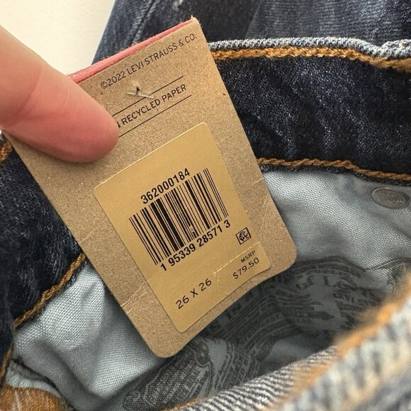 Levis Women 26 Blue Denim Button Fly High Rise 501 Original Cropped Jeans NWT - Picture 13 of 15